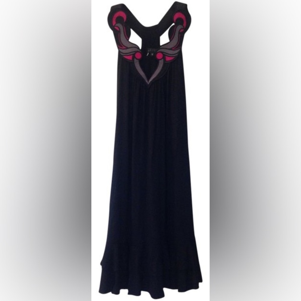 Akiko Silk Racerback Dress S Black Pink